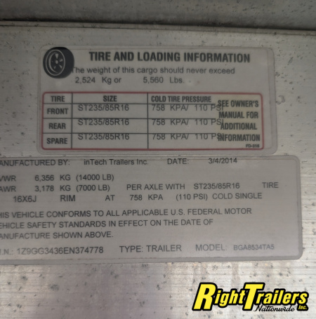 Used 2014 8.5X34 inTech GOOSENECK RACE TRAILER