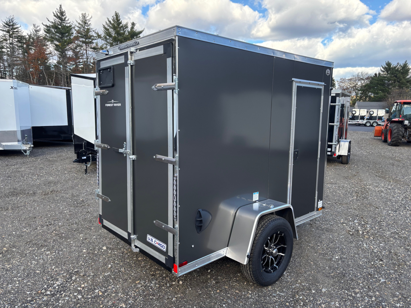 New 2026 US Cargo 5X8 +2ft V nose/ Barn Doors/ Side door/ Polycore / 6' interior - 2990gvw