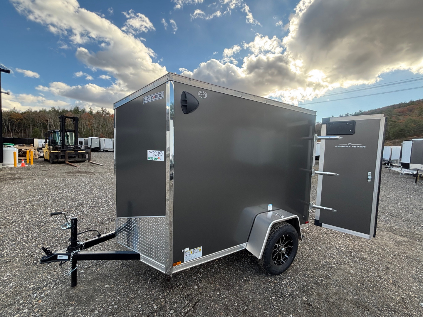 New 2026 US Cargo 5X8 +2ft V nose/ Barn Doors/ Side door/ Polycore / 6' interior - 2990gvw