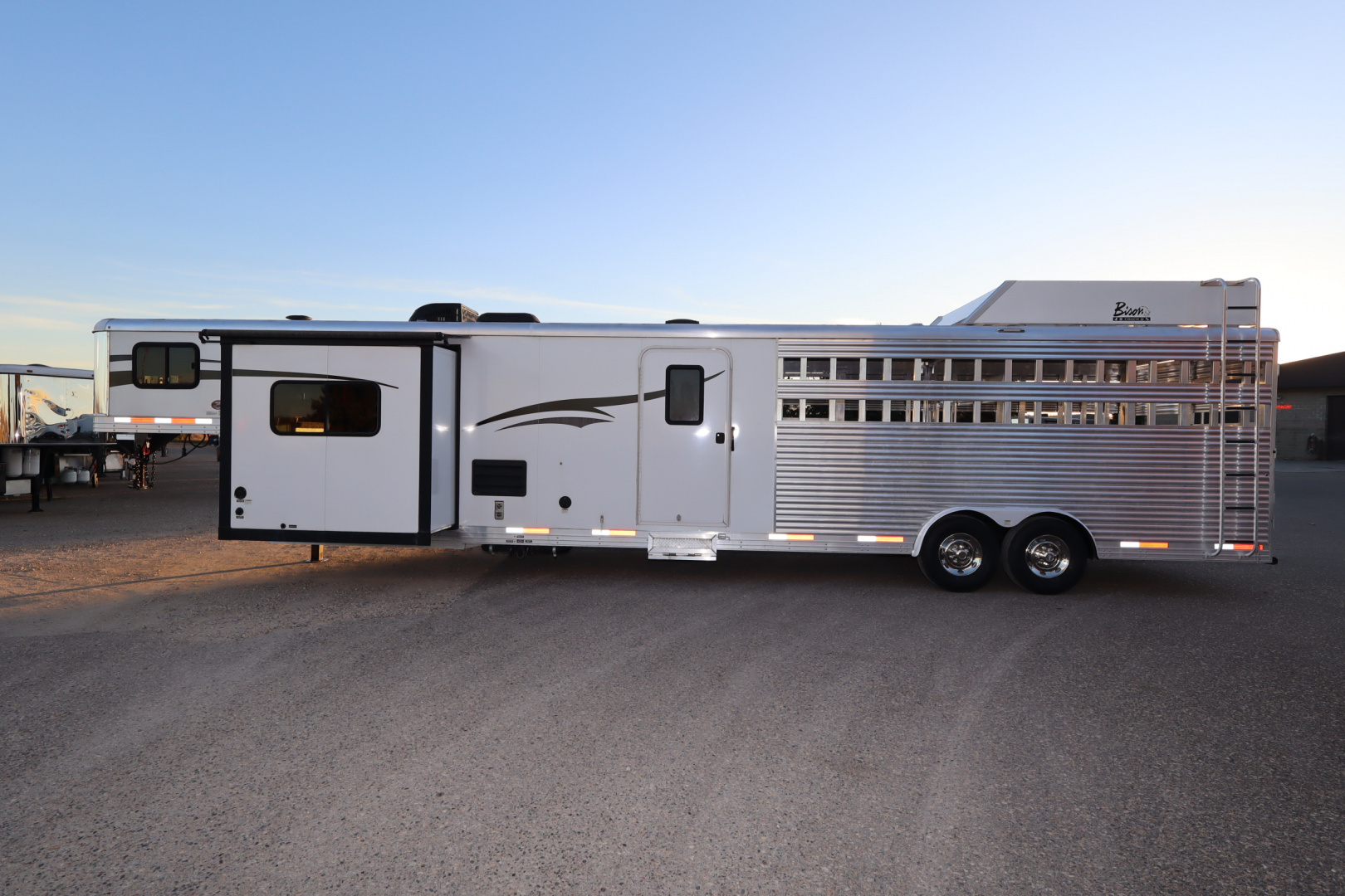 Used 2015 Bison Trailers Stock/Combo LQ Slide-out Horse Trailer