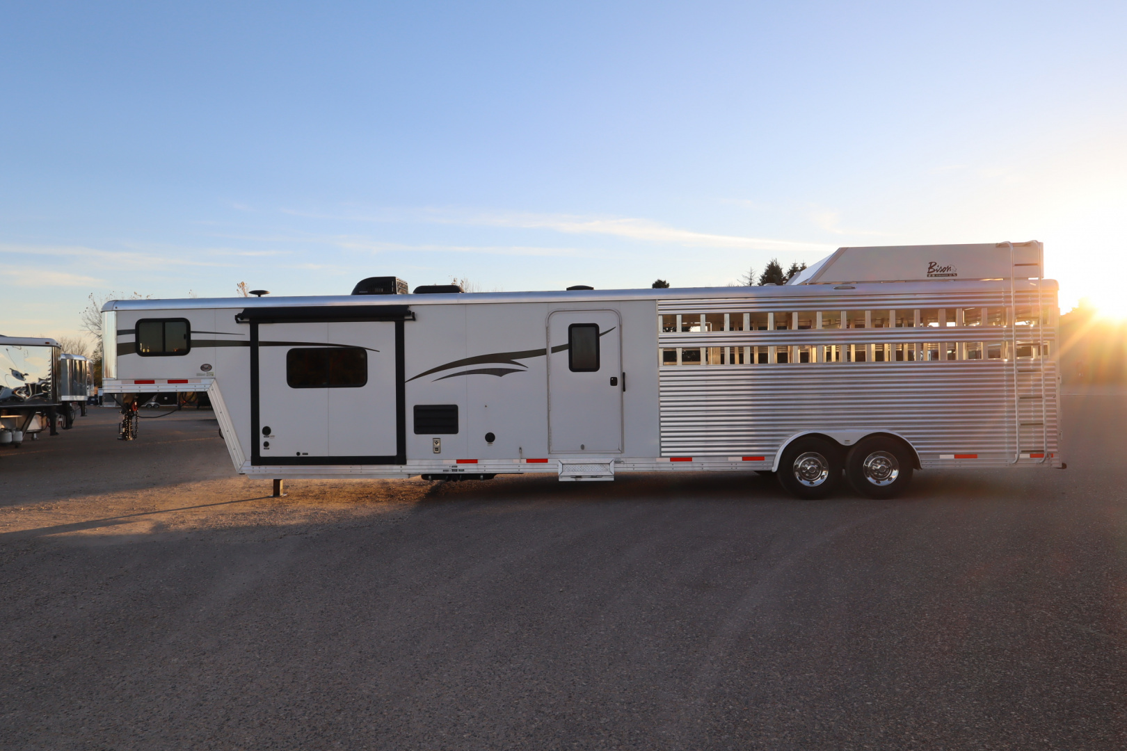 Used 2015 Bison Trailers Stock/Combo LQ Slide-out Horse Trailer