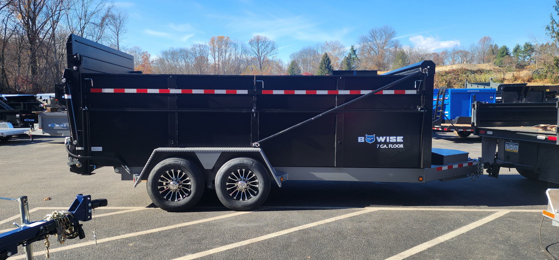 New 7 x 16 DUT15 BWISE Telescopic Ultimate Dump Trailer 15.4k**Hammertone Black/Gray Frame