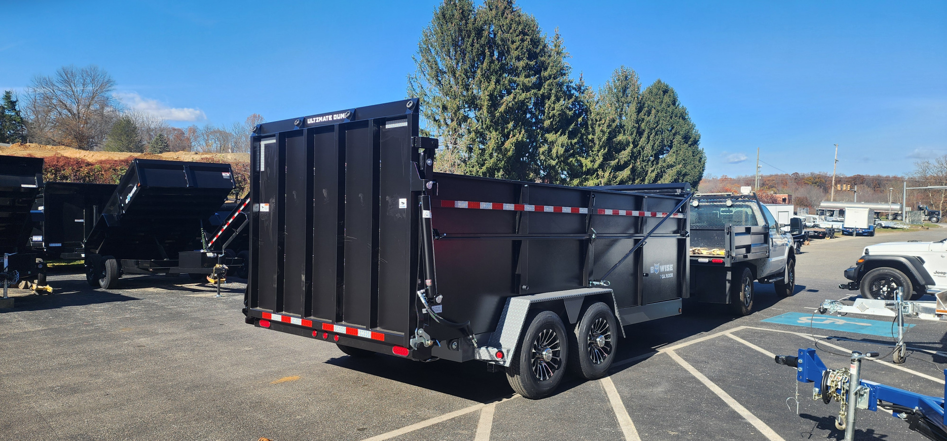 New 7 x 16 DUT15 BWISE Telescopic Ultimate Dump Trailer 15.4k**Hammertone Black/Gray Frame