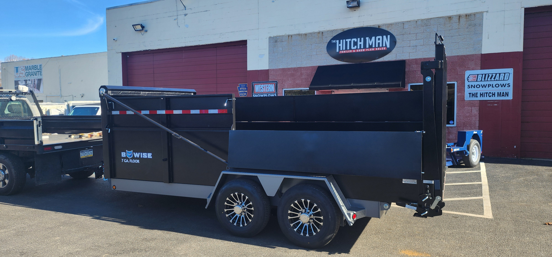 New 7 x 16 DUT15 BWISE Telescopic Ultimate Dump Trailer 15.4k**Hammertone Black/Gray Frame