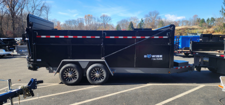 New 7 x 16 DUT15 BWISE Telescopic Ultimate Dump Trailer 15.4k**Hammertone Black/Gray Frame