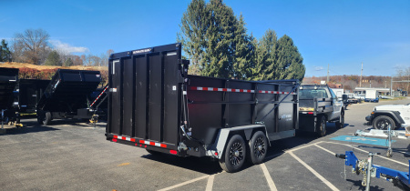 New 7 x 16 DUT15 BWISE Telescopic Ultimate Dump Trailer 15.4k**Hammertone Black/Gray Frame
