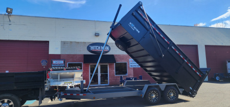 New 7 x 16 DUT15 BWISE Telescopic Ultimate Dump Trailer 15.4k**Hammertone Black/Gray Frame