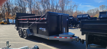 New 7 x 16 DUT15 BWISE Telescopic Ultimate Dump Trailer 15.4k**Hammertone Black/Gray Frame