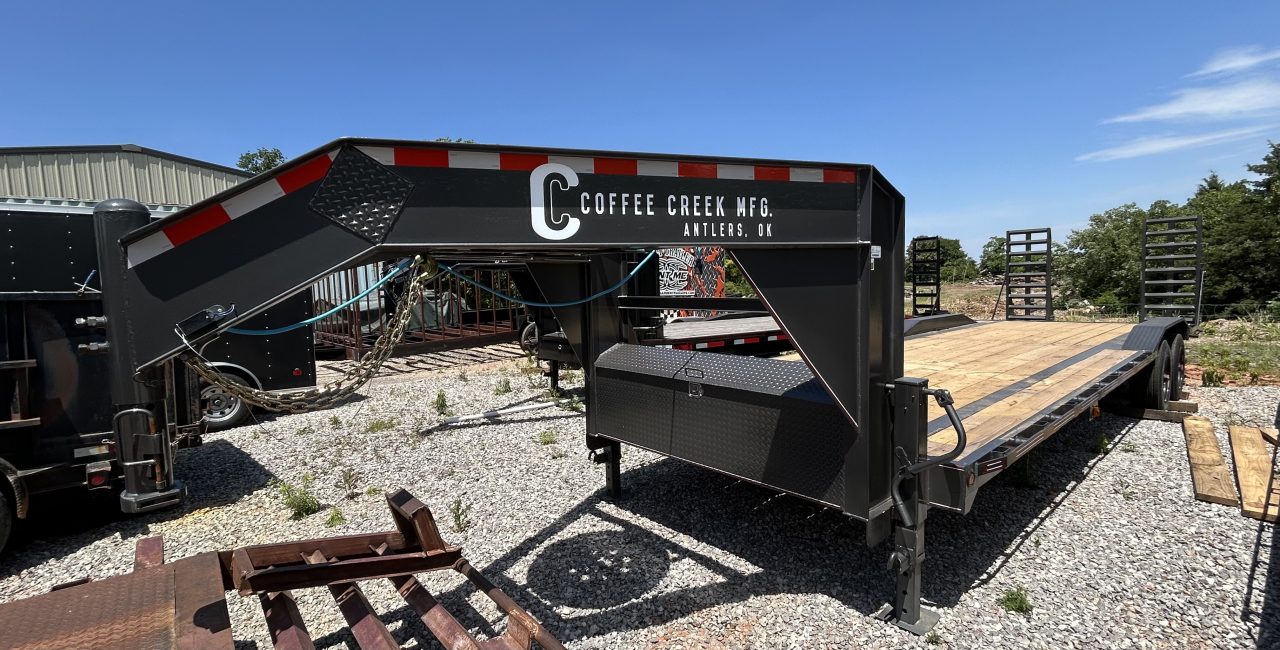New 2026 Coffee Creek MFG 102"x28' Tandem Axles Equipment Trailer-GOOSENECK
