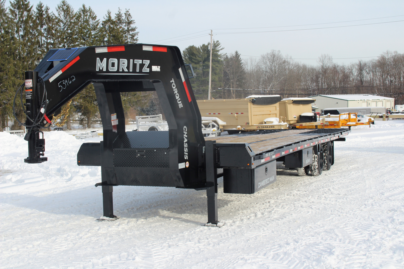 New 2026 Moritz FDGH Hydraulic Tail 34' GOOSENECK Deckover Flatbed Trailer- 25900# GVW