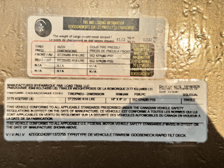 New 2026 Load Trail BLACK FRIDAY 7-24 Single Wheel Gooseneck Tilt Equipment Hauler 14K GVWR