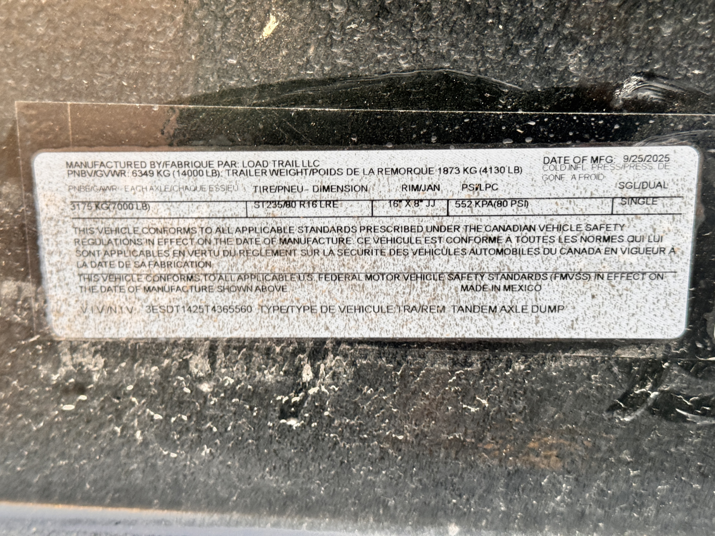 New 2026 Load Trail 7-14 Dump 7K Axles