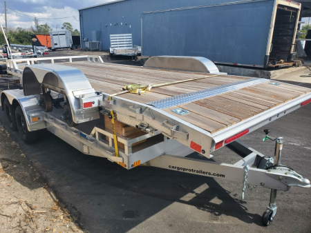 New 2026 ALCOM 7X18 TANDEM AXLE 7000 LB GVWR ALUMINUM Car / Racing Trailer WITH ALUMINUM DECK, SLIDE IN RAMPS, REMOVEABLE FENDER