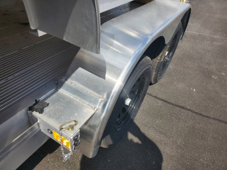 New 2026 ALCOM 7X18 TANDEM AXLE 7000 LB GVWR ALUMINUM Car / Racing Trailer WITH ALUMINUM DECK, SLIDE IN RAMPS, REMOVEABLE FENDER