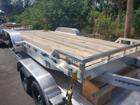 New 2026 ALCOM 7X18 TANDEM AXLE 7000 LB GVWR ALUMINUM Car / Racing Trailer WITH REMOVEABLE FENDER, SLIDE IN RAMPS, PRESSURE TREATED WOOD DECK