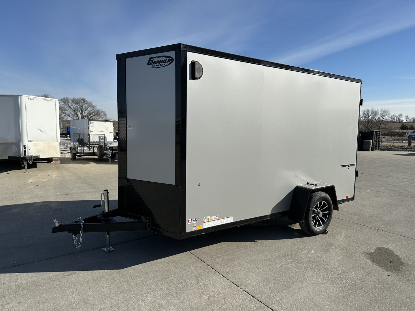 New 2026 Formula Traverse Silver/Black 6'x12' 3k Flat Top V-Nose Enclosed Cargo Trailer