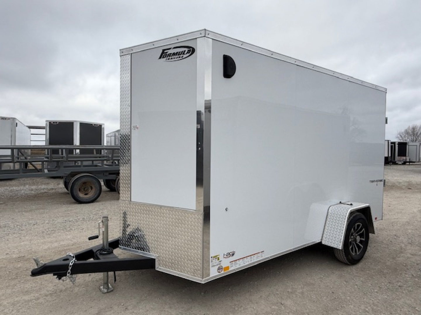 New 2026 Formula Traverse White 6'x12' 3k Flat Top V-Nose Enclosed Cargo Trailer