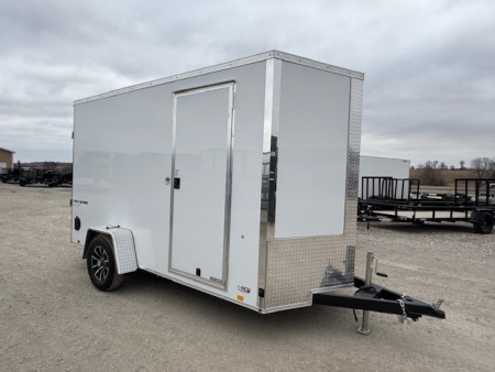 New 2026 Formula Traverse White 6'x12' 3k Flat Top V-Nose Enclosed Cargo Trailer