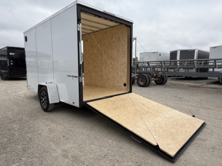 New 2026 Formula Traverse White 6'x12' 3k Flat Top V-Nose Enclosed Cargo Trailer