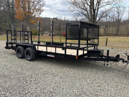 New 2025 Premier Trailers 82 X18' Tandem Axle Utility Trailer W/ Adjustable Coupler / Tool Box / Storage - Garden Box / (2) LT 14' Trimmer Racks - 9990# GVWR