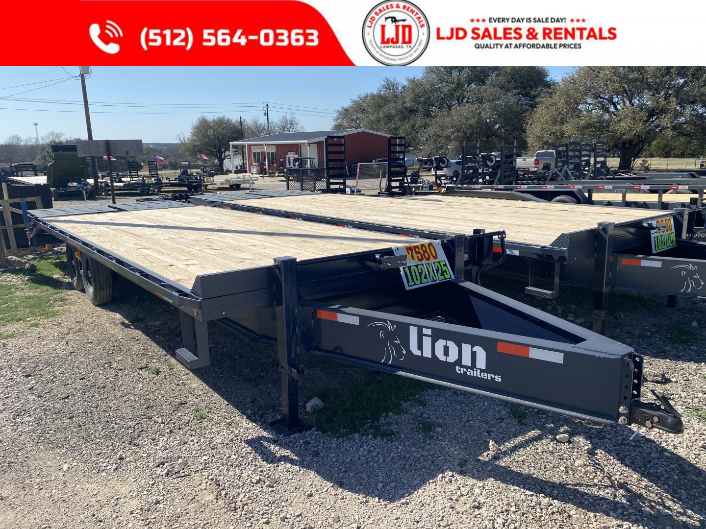 New 2026 Lion - 14K GVWR - 25' Deckover Trailer - Mega Ramps
