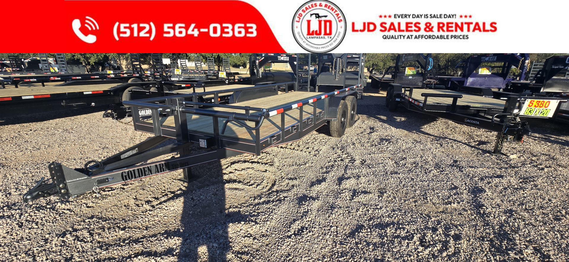 New 2026 Golden Arm 83" x 20' Equipment Trailer