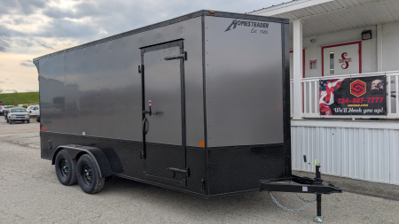 New 2026 Homesteader 7x16 Intrepid "OHV" V-Nose Cargo Trailer w/ Ramp Door (84" INSIDE)