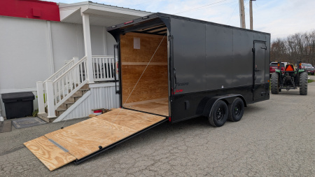 New 2026 Homesteader 7x16 Intrepid "OHV" V-Nose Cargo Trailer w/ Ramp Door (84" INSIDE)