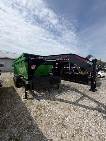 New 2026 Horizon Trailers RDZGN-14 ROLLSTER Dump Trailer GOOSENECK (GVW:15700) ALL BLACK with 2 Bins
