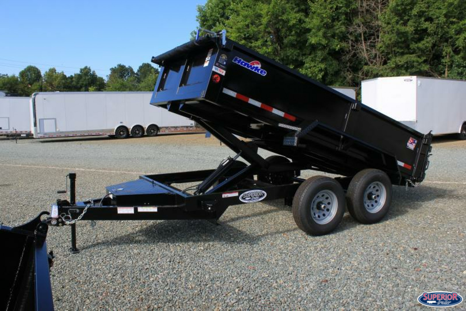 New 2026 Hawke Trailers 6X12 10K Dump w/ Spreader Gate Ramps and Tarp Dump Trailer