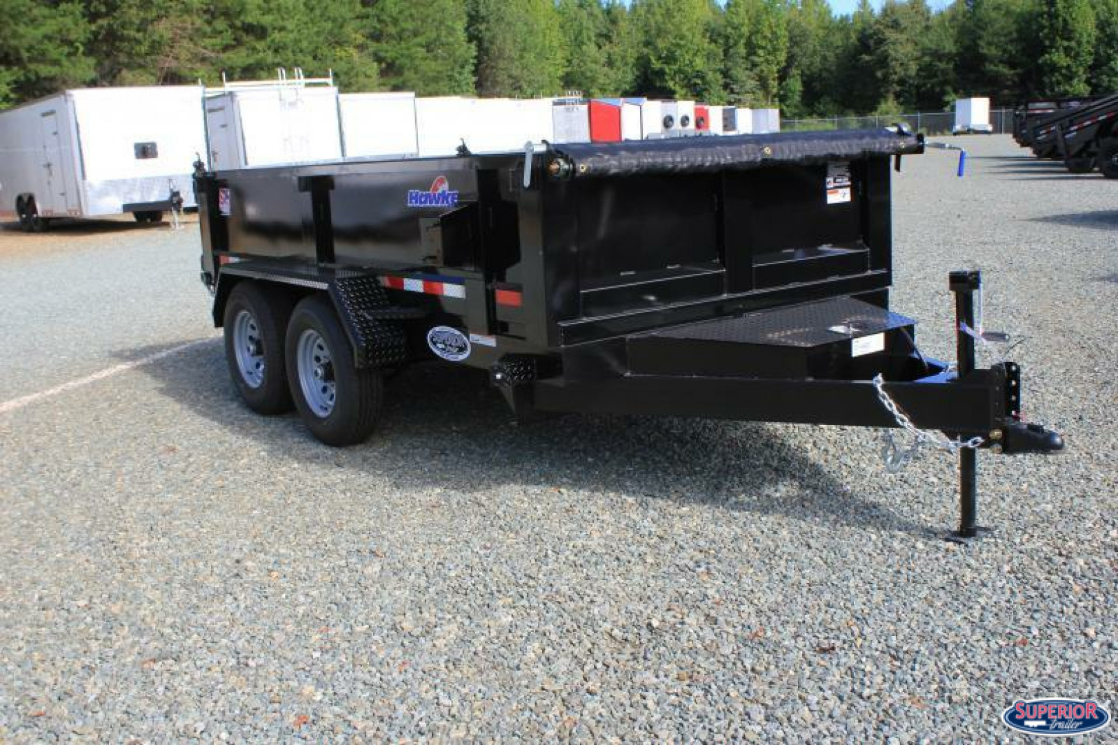 New 2026 Hawke Trailers 6X12 10K Dump w/ Spreader Gate Ramps and Tarp Dump Trailer