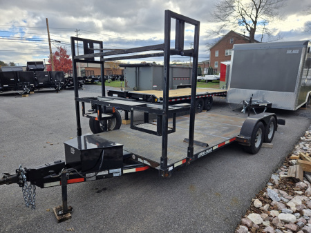 Used 2012 Bri-Mar 7 x 18 Hydraulic Power Tilt Car Trailer, 10k GVWR w/Tire Rack, Winch Plate & Spare Tire