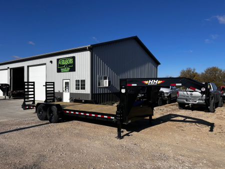 New 2026 H&H Trailers 82 X22' GN 14K GVWR STAND-UP RAMPS Equipment Trailer