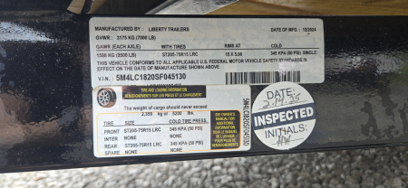 Used REPO 2025 Liberty 7x18 Car Hauler