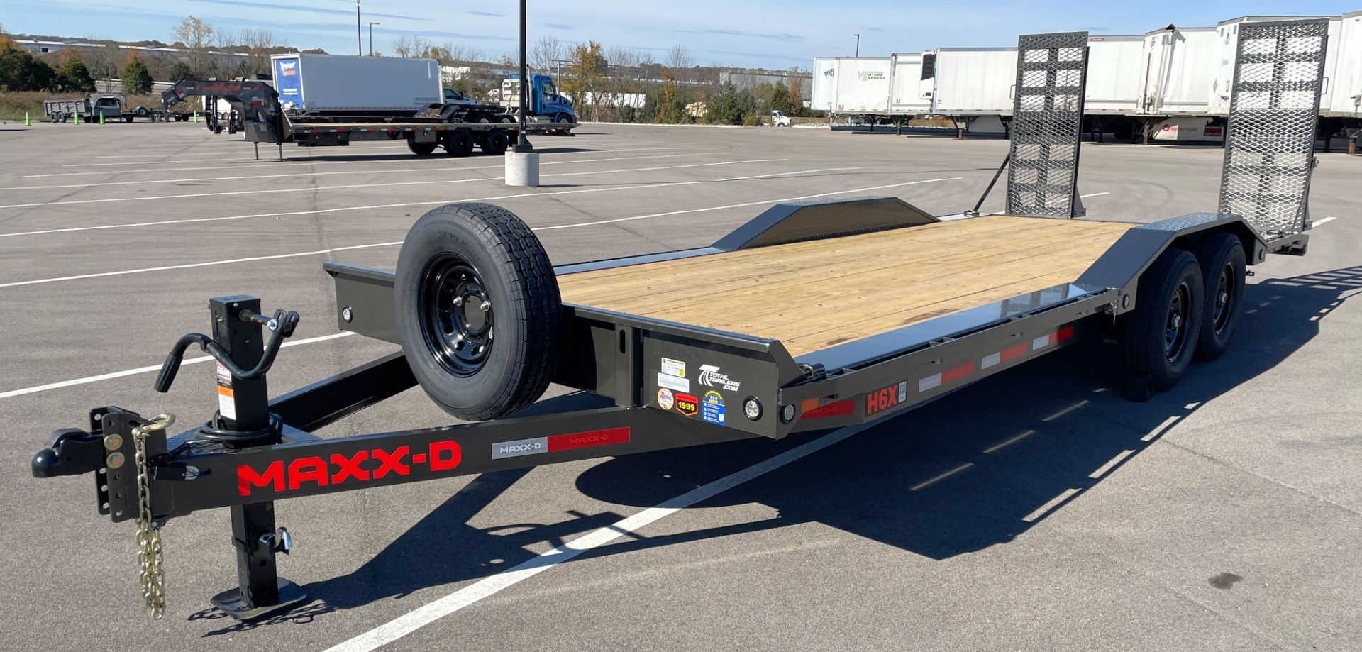 New MAXX-D H6X 22'x 102" Equipment Trailer: Drive Over Fenders, Stand Up Ramps, Spare Tire, GVWR 14,000