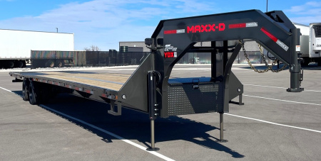New MAXX-D YDX 102 X 40' Dual Tandem Gooseneck Flatbed Equipment Trailer w/ Hydraulic Dove & Jacks:15K Axles