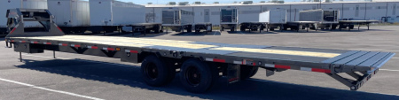 New MAXX-D YDX 102"X 40' Dual Tandem Gooseneck Flatbed Equipment Trailer w/ Hydraulic Dove & Jacks:15K Axles