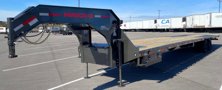 New MAXX-D YDX 102"X 40' Dual Tandem Gooseneck Flatbed Equipment Trailer w/ Hydraulic Dove & Jacks:15K Axles