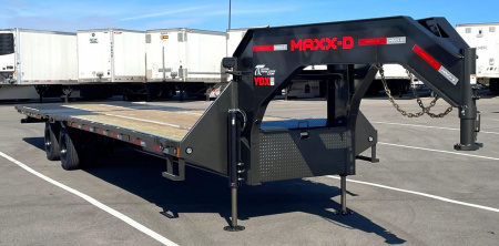 New MAXX-D YDX 102 X 32' Dual Tandem Gooseneck Flatbed Equipment Trailer w/ Hydraulic Dove & Jacks:15K Axles