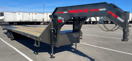 New MAXX-D YDX 102"X 32' Dual Tandem Gooseneck Flatbed Equipment Trailer w/ Hydraulic Dove & Jacks:15K Axles