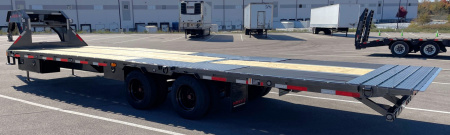 New MAXX-D YDX 102"X 32' Dual Tandem Gooseneck Flatbed Equipment Trailer w/ Hydraulic Dove & Jacks:15K Axles