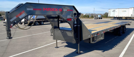 New MAXX-D YDX 102"X 32' Dual Tandem Gooseneck Flatbed Equipment Trailer w/ Hydraulic Dove & Jacks:15K Axles
