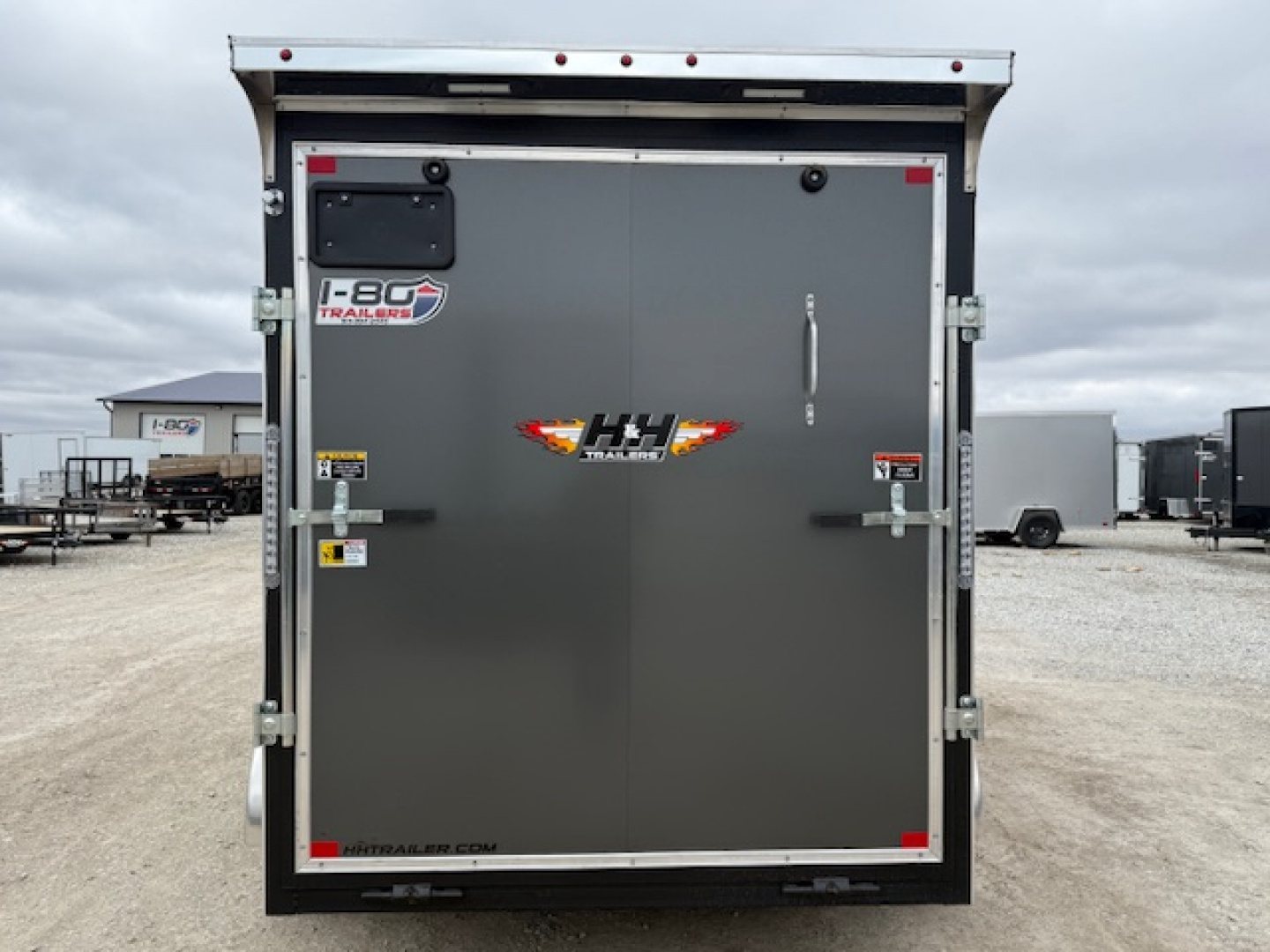 New 2026 H&H Charcoal 6'x12' 7k Flat Top V-Nose Enclosed Cargo Trailer