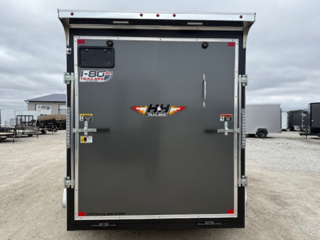 New 2026 H&H Charcoal 6'x12' 7k Flat Top V-Nose Enclosed Cargo Trailer