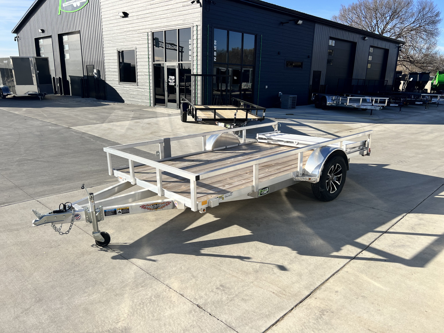 New NEW 2026 H&H 76"x12' Aluminum Flatbed RailSide Utility bi fold gate with aluminum wheels
