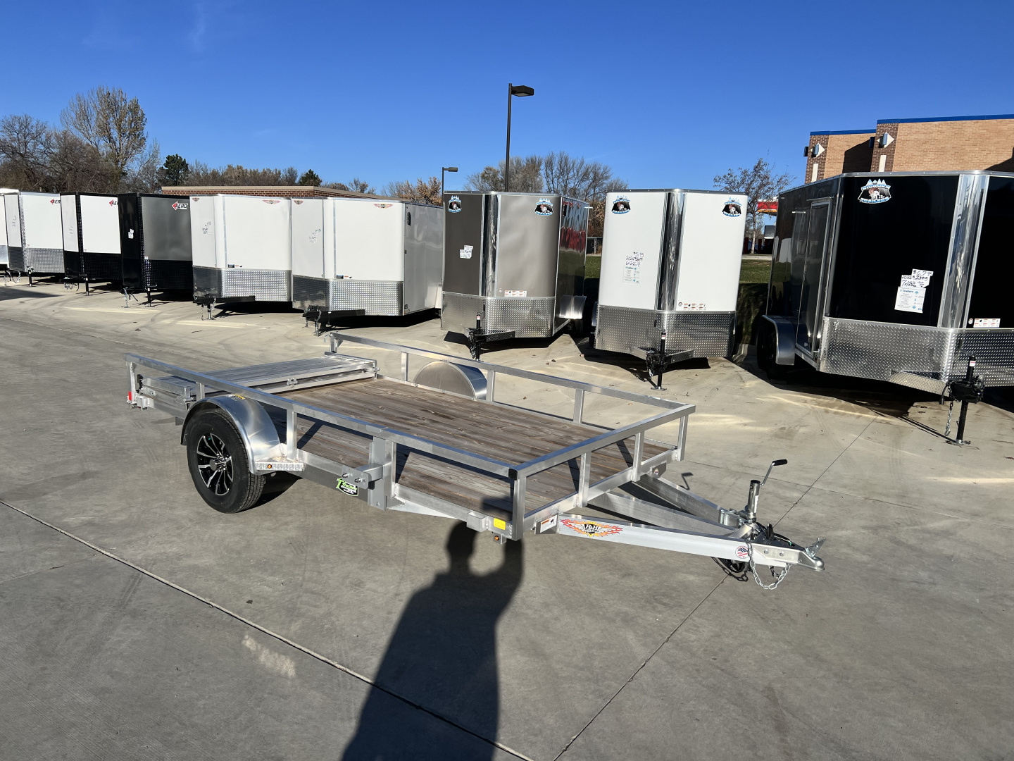 New NEW 2026 H&H 76"x12' Aluminum Flatbed RailSide Utility bi fold gate with aluminum wheels
