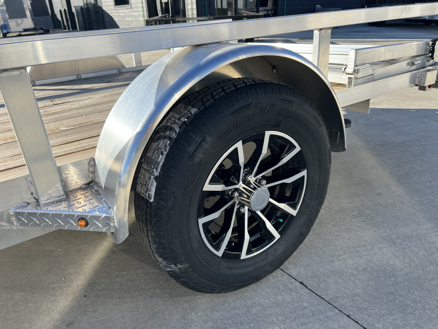 New NEW 2026 H&H 76"x12' Aluminum Flatbed RailSide Utility bi fold gate with aluminum wheels