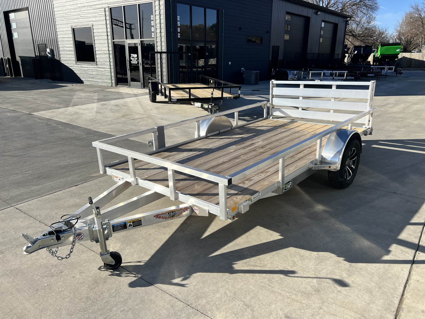 New NEW 2026 H&H 76"x12' Aluminum Flatbed RailSide Utility bi fold gate with aluminum wheels