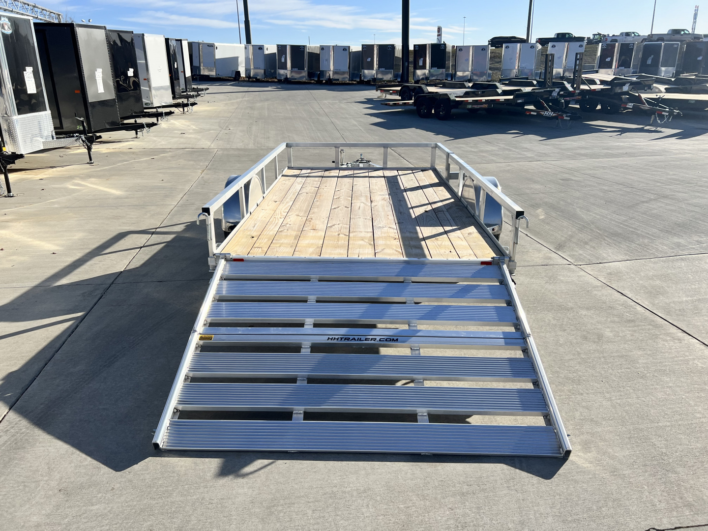 New NEW 2026 H&H 76"x12' Aluminum Flatbed RailSide Utility bi fold gate with aluminum wheels