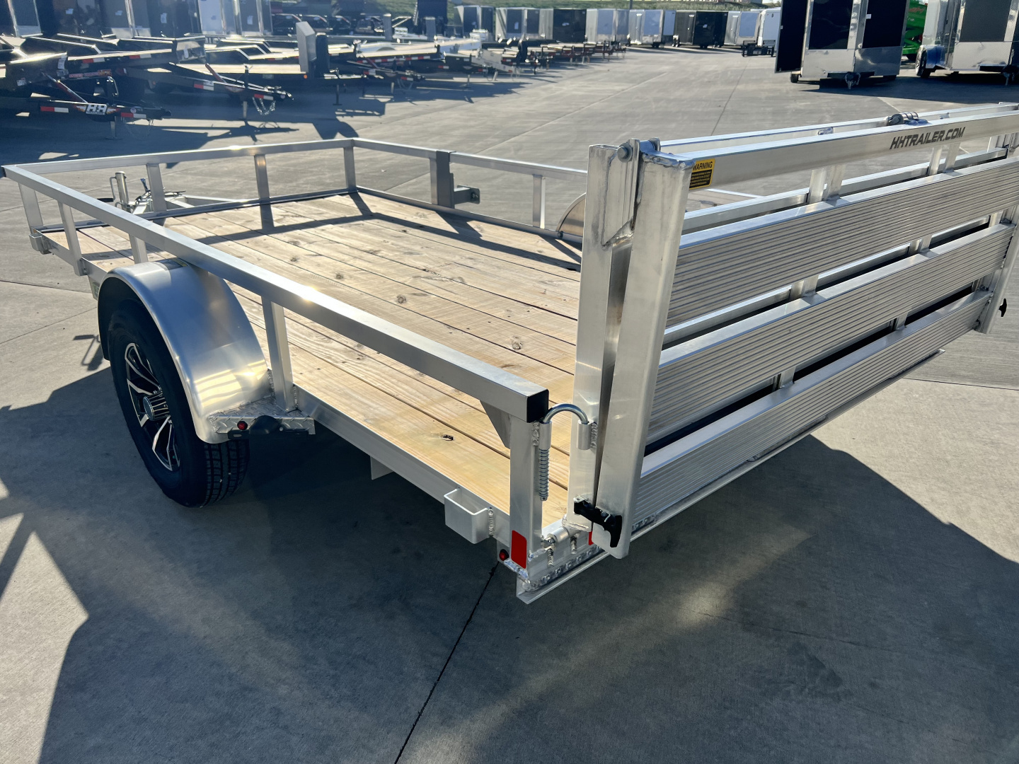 New NEW 2026 H&H 76"x12' Aluminum Flatbed RailSide Utility bi fold gate with aluminum wheels
